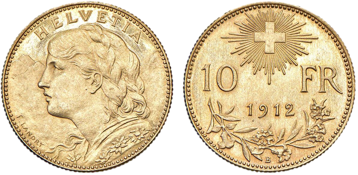 10 Francs, gold, 1912